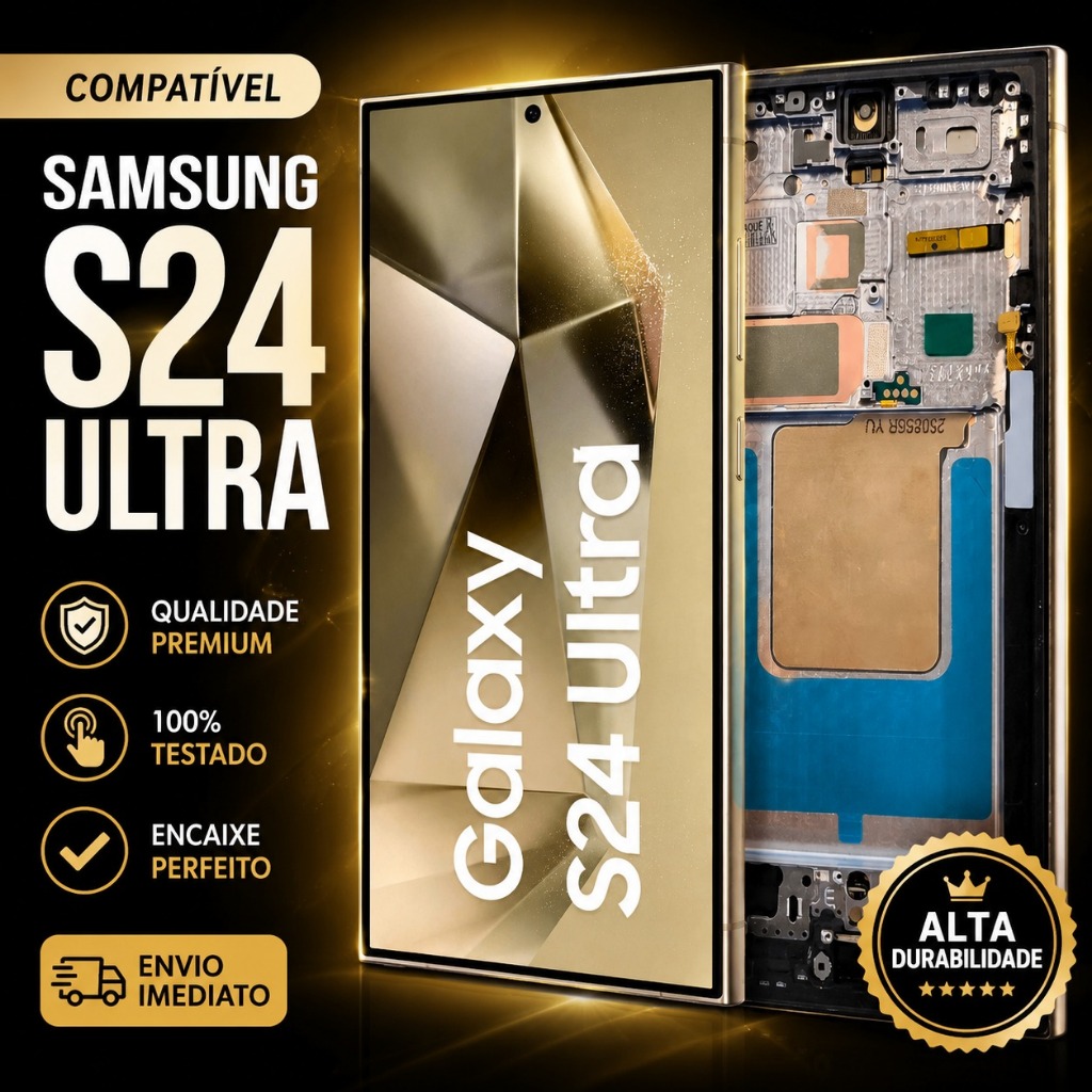Tela Display Touch Compatível Samsung Galaxy S24 Ultra SM-S928 Soft OLED Com Aro Completo Premium Testada