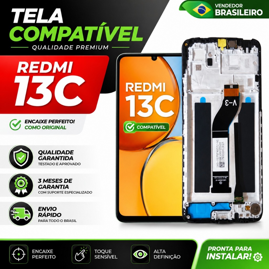Tela Display Touch Compatível Redmi 13C Original Com Aro LCD Premium Envio Rápido