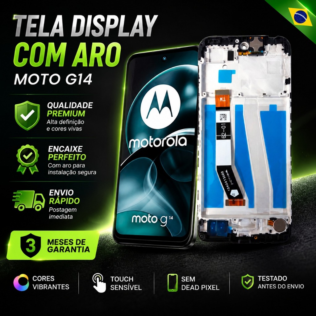 Tela Display Touch Compatível Moto G14 XT2341 Original Com Aro Frontal Qualidade Premium