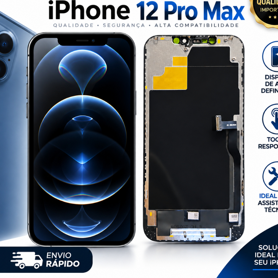 Tela Frontal Display LCD Compatível iPhone 12 Pro Max Importada Qualidade Celular Acessório Técnico