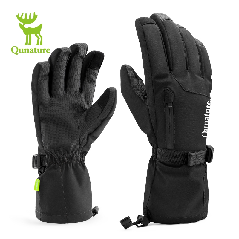 Qunature Luvas De Esqui À Prova Dwaterproof Água Quente De Vento Dedo Cheio Touchscreen Engrossado Longas Acessórios De