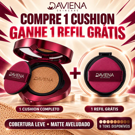 DAVIENA Smart Fit Cushion 24 g (12g+12g, refil).Base líquida com acabamento fosco,cobertura natural,com esponja incluída