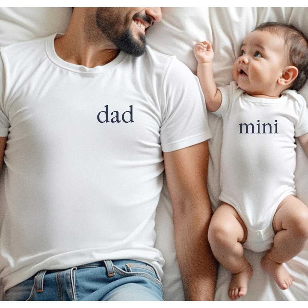 Camiseta Pai e Filho Filha Bebe Body Dad Mini Branca
