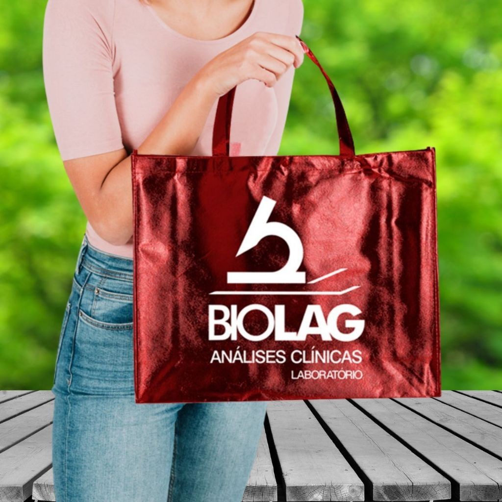 Sacola Tnt Metalizado 45x35x11 Personalizada C/ Logo Kit Com 100 Unidades