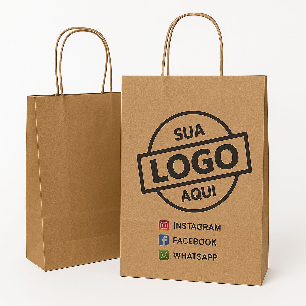 Sacola Personalizada com sua logo 50 PP e 50 P