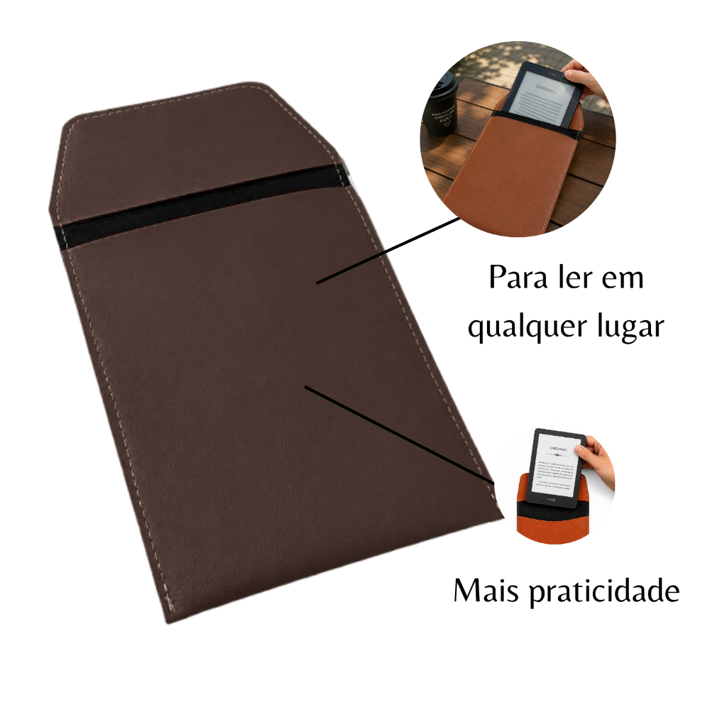 Case Capa Para Kindle Couro Ecológico Marrom
