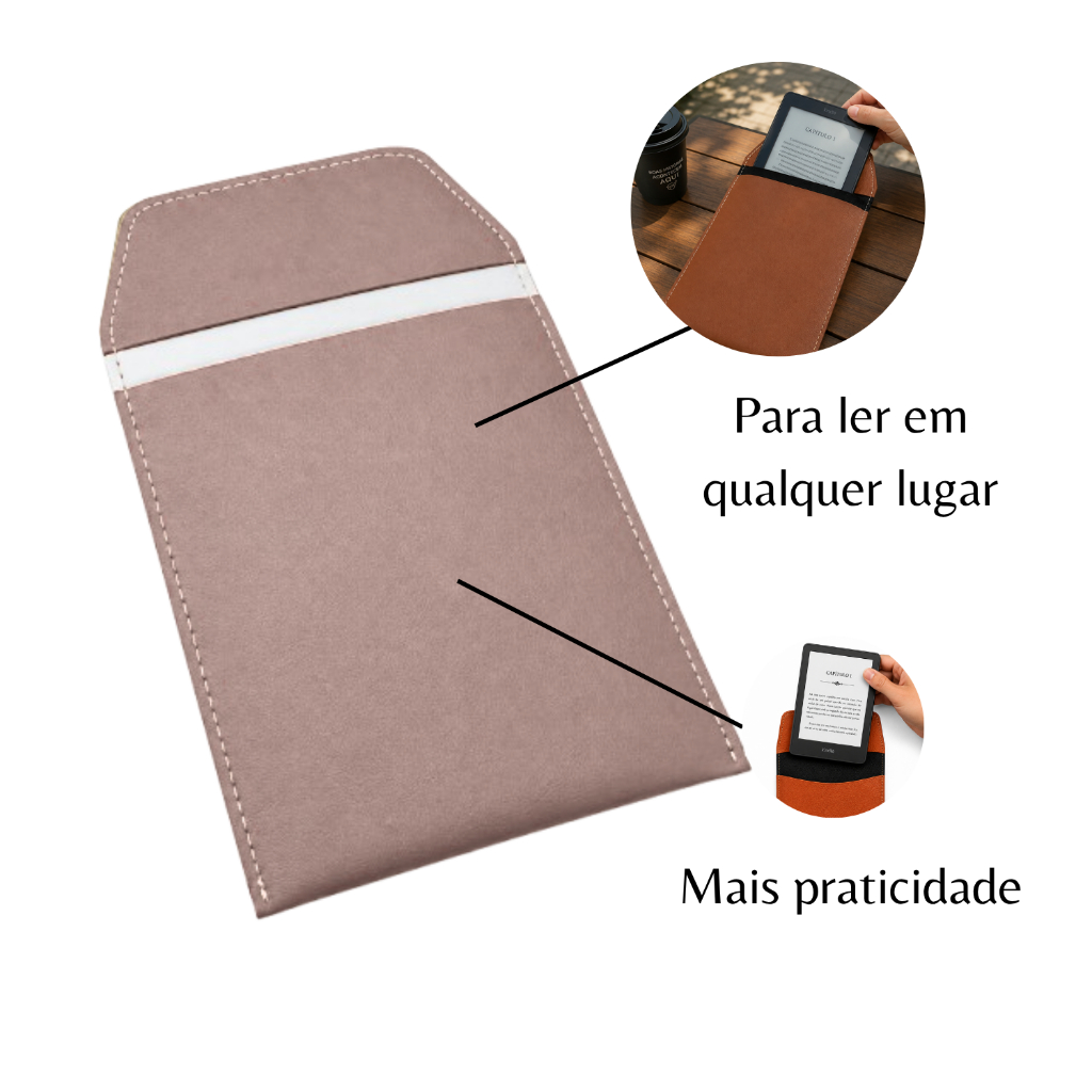 Case Capa Para Kindle Couro Ecológico Bege Escuro