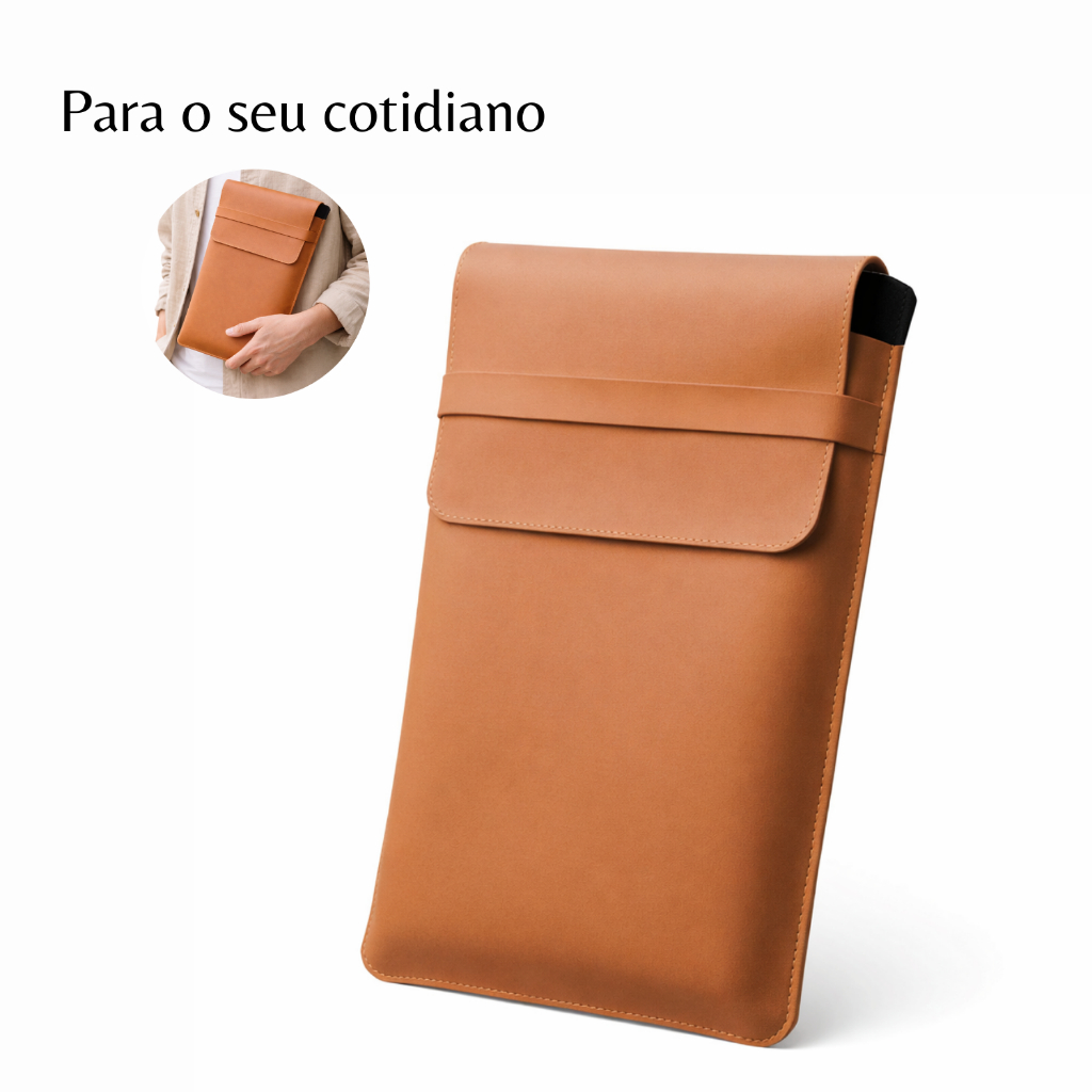 Luvas Pasta Case Capa Para Notebook Couro Sintético Caramelo