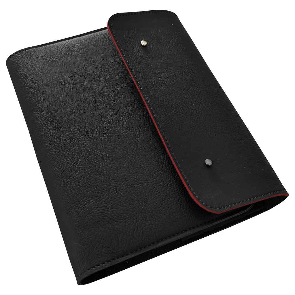Capa para Agenda e Caderno em Couro Sintético Preto Vermelho