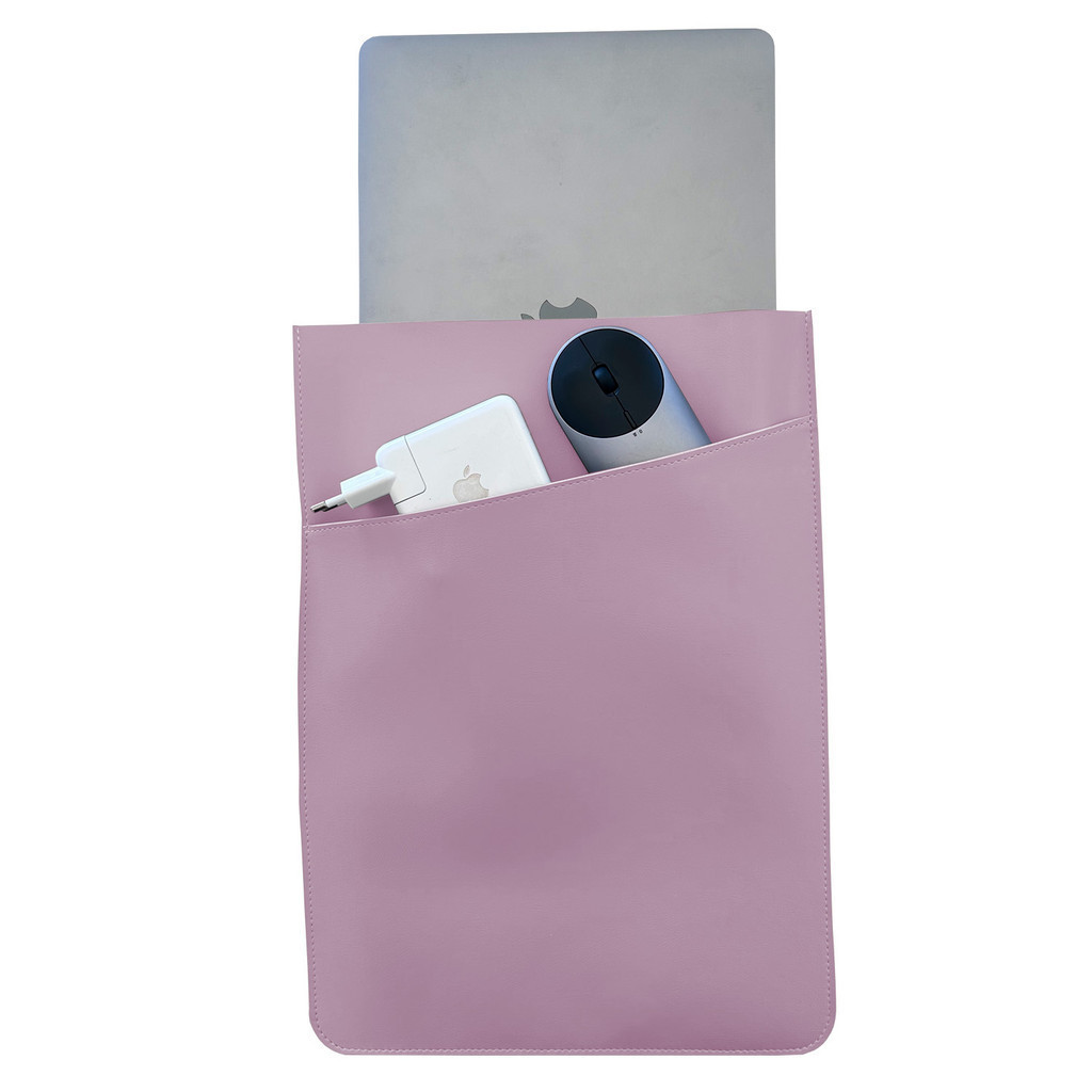 Pasta Case Para Notebook de Couro Rosa Clarinho com Bolso