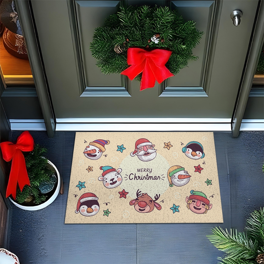 Tapete De Porta Capacho Divertido Merry Christmas Personagens 60x40 Ca968