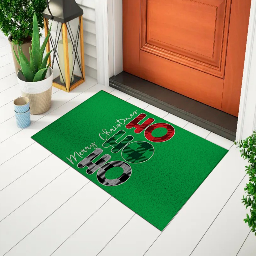 Tapete Para Casa Capacho Divertido Tema Natalino Frase - Merry Christmas Ho Ho Ho Ca915
