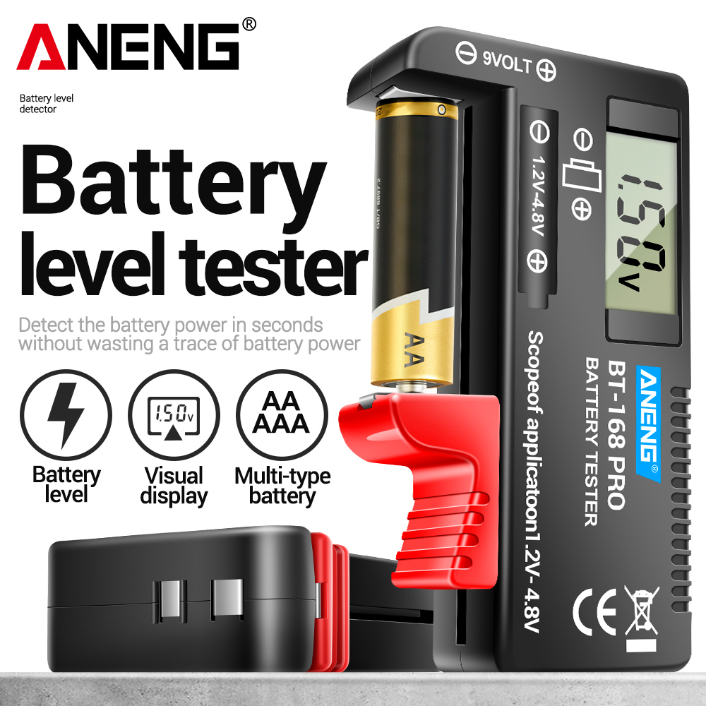 ANENG Um Conjunto BT-168 PRO Testador De Capacidade Da Bateria , Universal De Lítio Digital Para Célula Botão AAA AA 9V