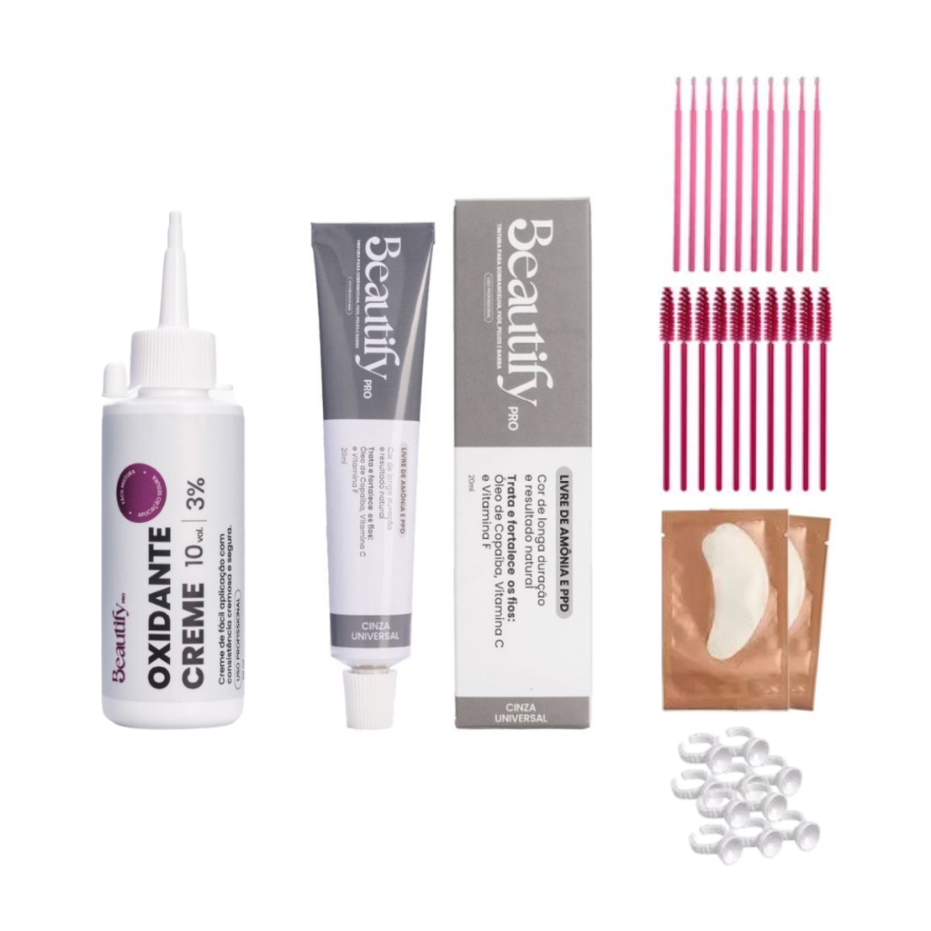 Kit Oxidante Tintura Cinza Universal P/ Cílios Beautify Pro