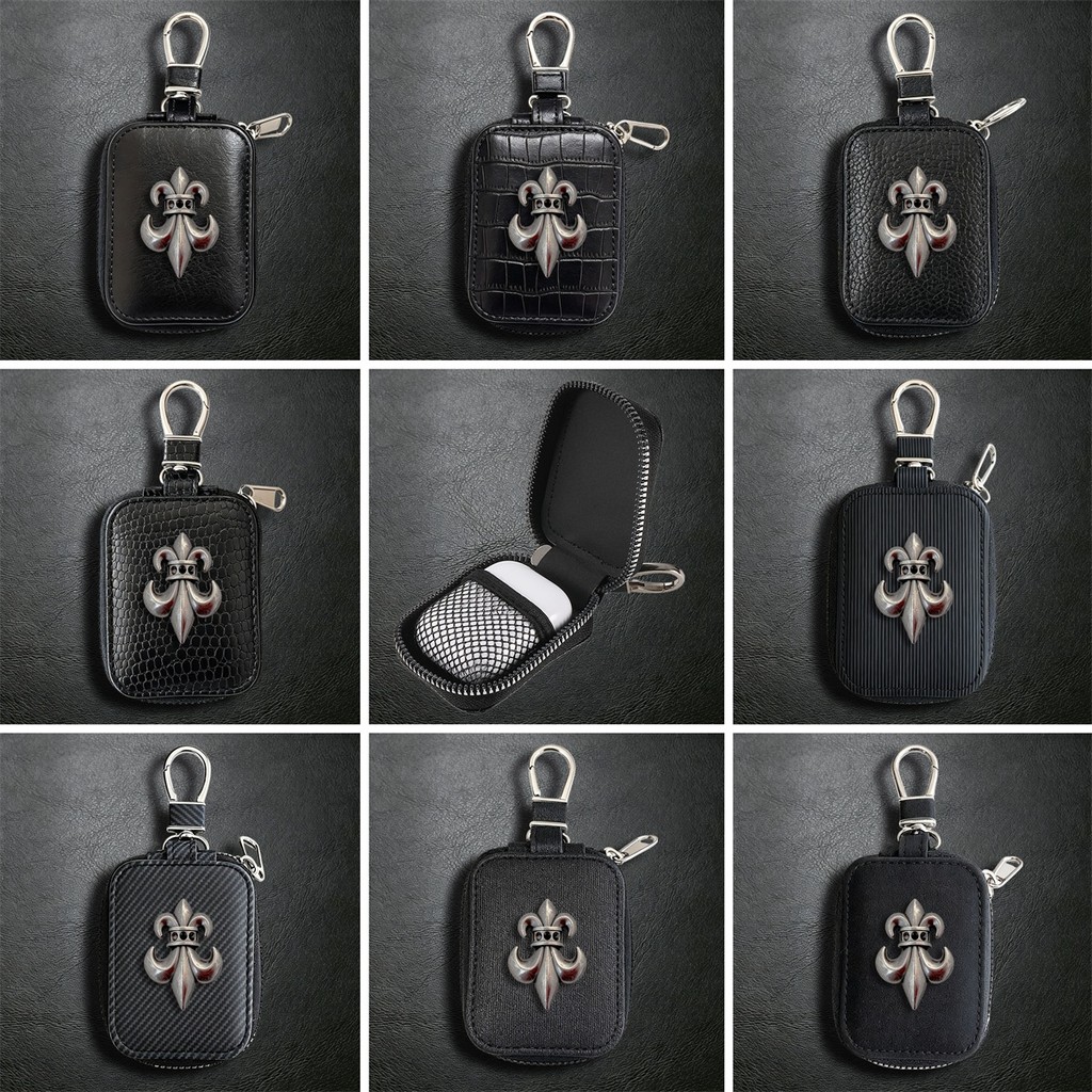 Capa De Couro Com Emblema De Flor De Metal Para AirPods Pro 1/2/3 4 ANC/Bluetooth Fones De Ouvido Sem Fio Caso Universal