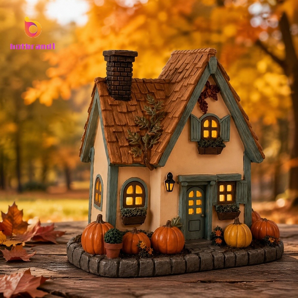 Vintage Light-Up Abóboras Cottage Resina Iluminada Decoração De Casa De Abóbora