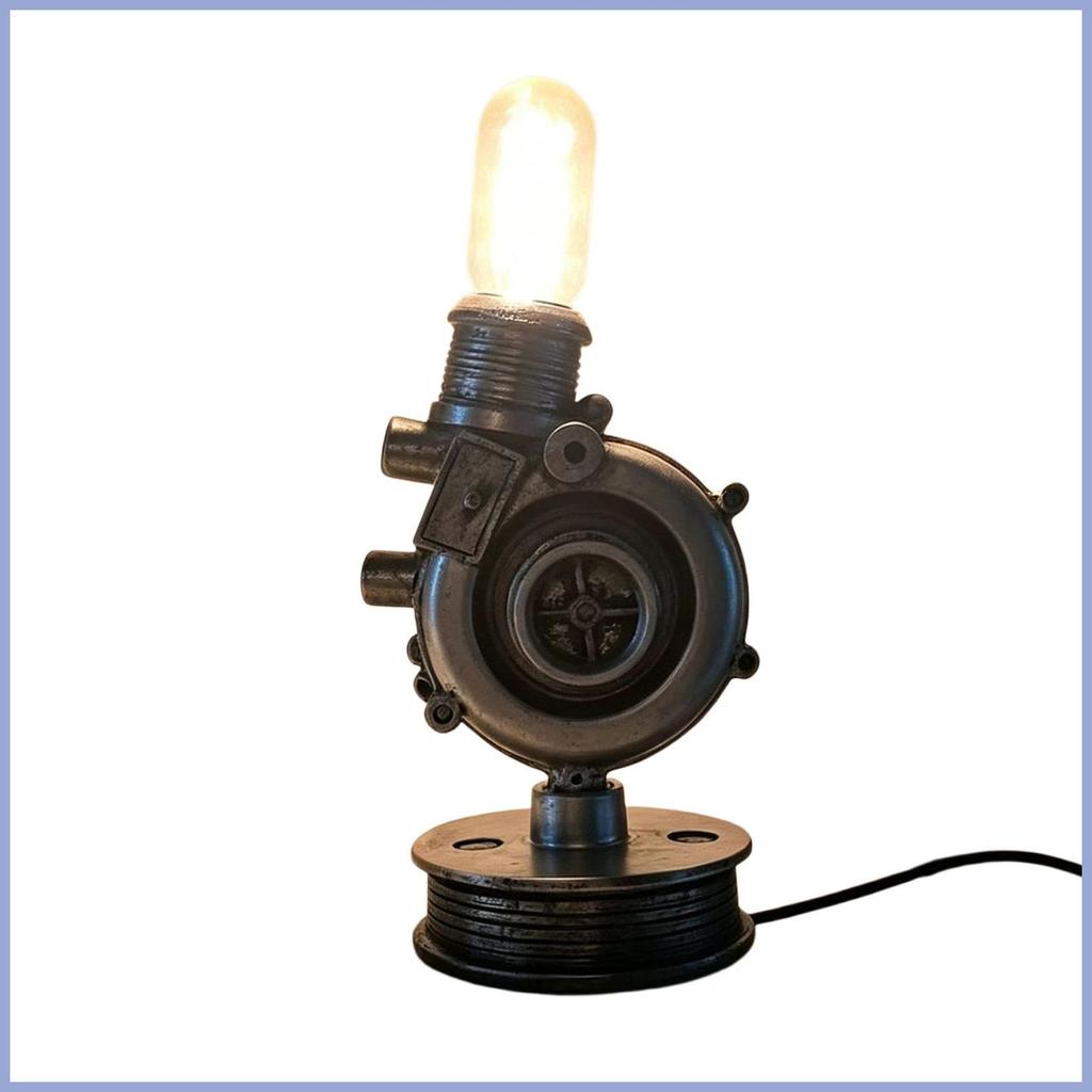 Candeeiro De Mesa Industrial Vintage Steampunk Turbina Luz Decoração Lâmpada Cabeceira Para Casa Apartamento Loft Sala E