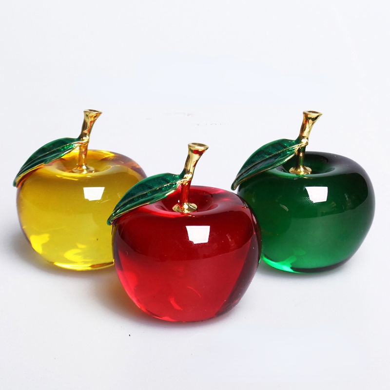 Ornamentos De Maçã Decoração Vidro Colorido Casa Cristal Quartzo Roxo Vermelho Rosa Amarelo Lucky Gift Souvenir