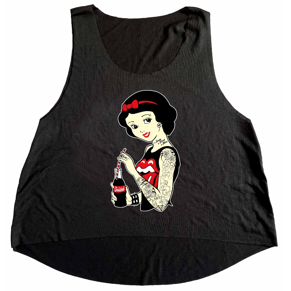 Cropped Preto Regata Camiseta Feminina Academia Branca Retro