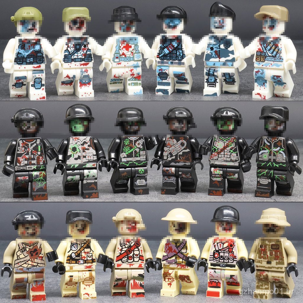 Adequado para blocos de montar de minifiguras de zumbis de risco biológico, zona de radiação, forças especiais, brinqued