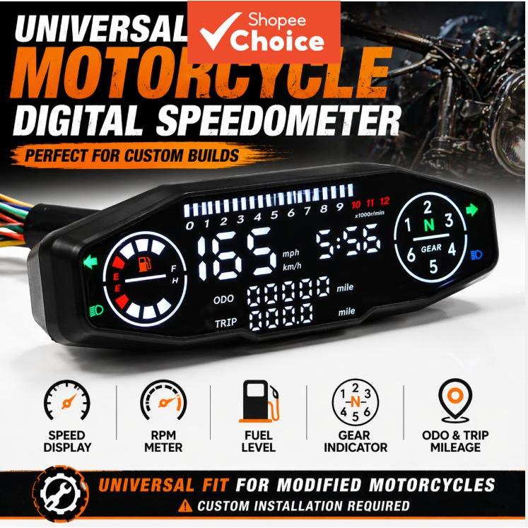 Universal Display LED Medidor De Motocicleta Cluster Acessórios Velocímetro Moto Tacômetro Digital Painel Instrumento RP