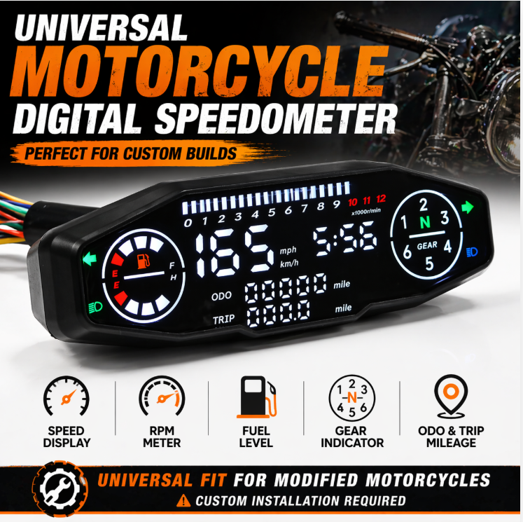Universal Display LED Medidor De Motocicleta Cluster Acessórios Velocímetro Moto Tacômetro Digital Painel Instrumento RP