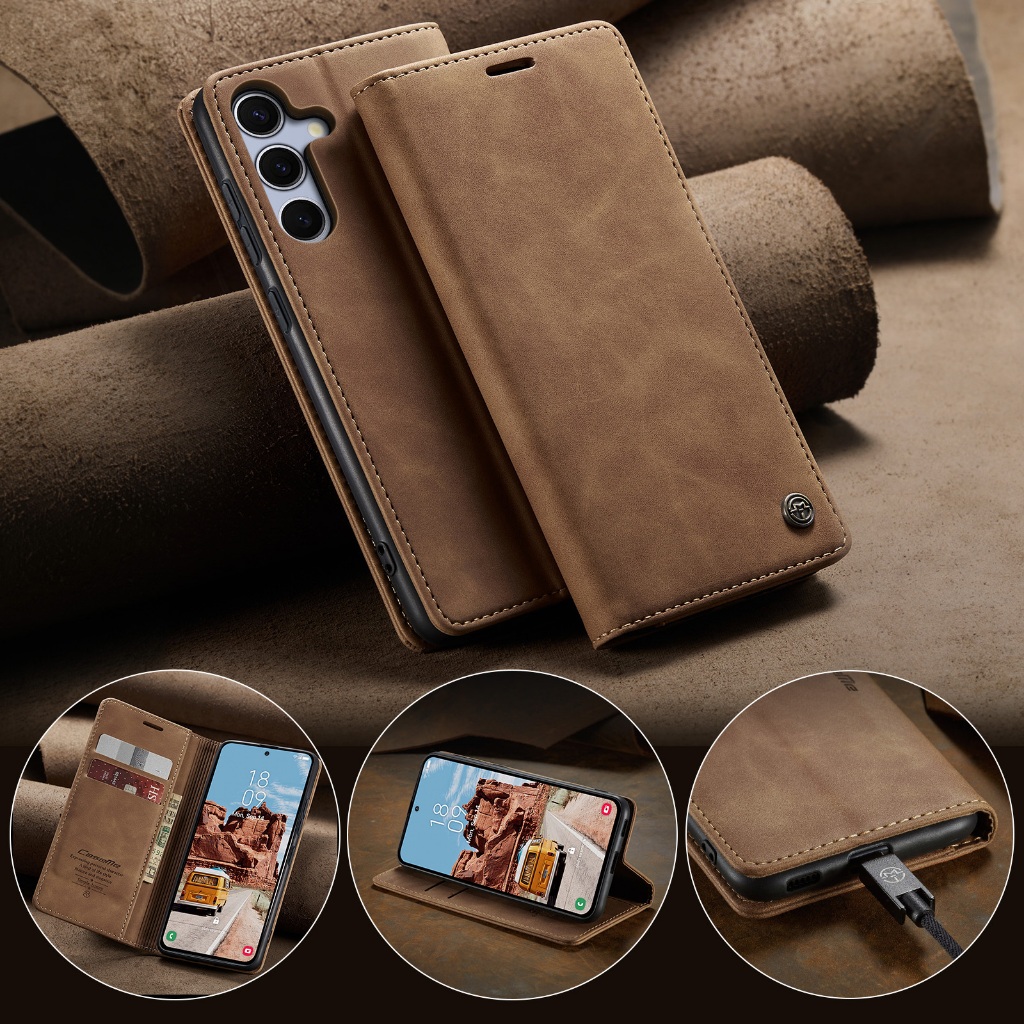 Suporte De Cartão Caso Para Samsung Galaxy S25 S24 S23 S22 S21 Capa De Telefone De Couro Premium