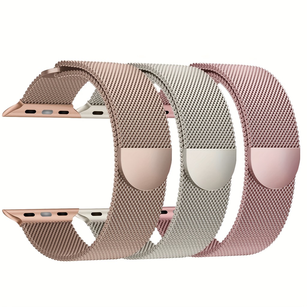 3 conjuntos de pulseiras de malha metálica, compatíveis com iWatch 38mm 40mm 41mm 42mm 44mm 45mm 46mm 49mm, pulseiras ma