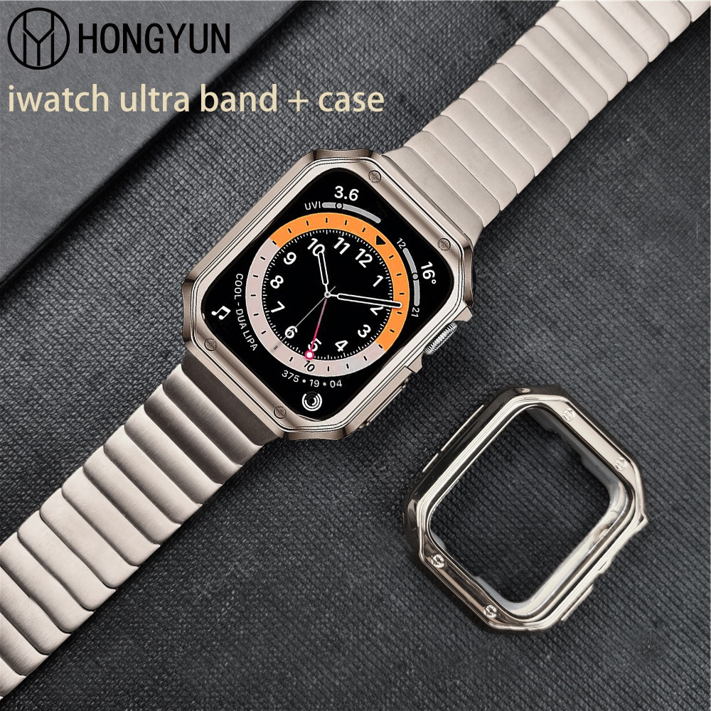Pulseira de aço inoxidável para iwatch ultra + capa para séries 11 10 9 8/7/6/5/4/se 42mm 46mm 45mm 44mm 41mm 40mm, capa