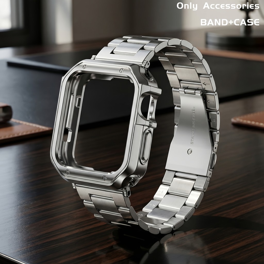 Pulseiras e capas compatíveis com iWatch, tamanhos 45mm, 44mm, 42mm, 49mm, 46mm, 41mm, 40mm, 38mm, pulseira de corrente