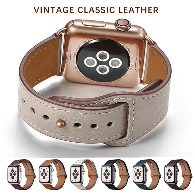 Pulseira de Couro Premium para iWatch 46mm 49mm 45mm 41mm 40mm 44mm 38mm 42mm iWatch Série 11 10 9 8 7 6 Se 5 4 Ultra3 2