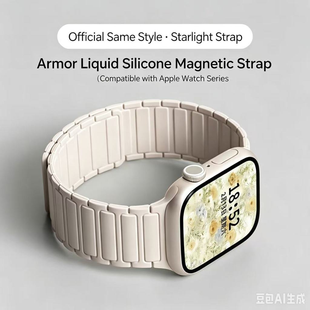 Pulseira de Silicone para iWatch 46mm 42mm 49mm 45mm 41mm 44mm 40mm, Banda Magnética para iWatch Ultra 3/2 Série 11 10 9