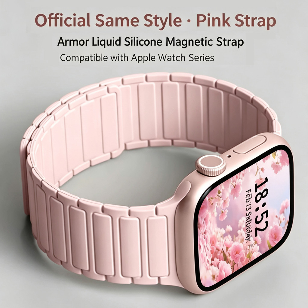 Pulseira de Silicone para iWatch 46mm 42mm 49mm 45mm 41mm 44mm 40mm, Banda Magnética para iWatch Ultra 3/2 Série 11 10 9