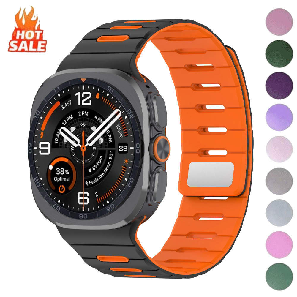 Pulseira Esportiva Magnética De Silicone Para Samsung Galaxy Watch 8 9 8 Clássico 40mm 44mm 46mm Ultra 2 47mm Acessórios