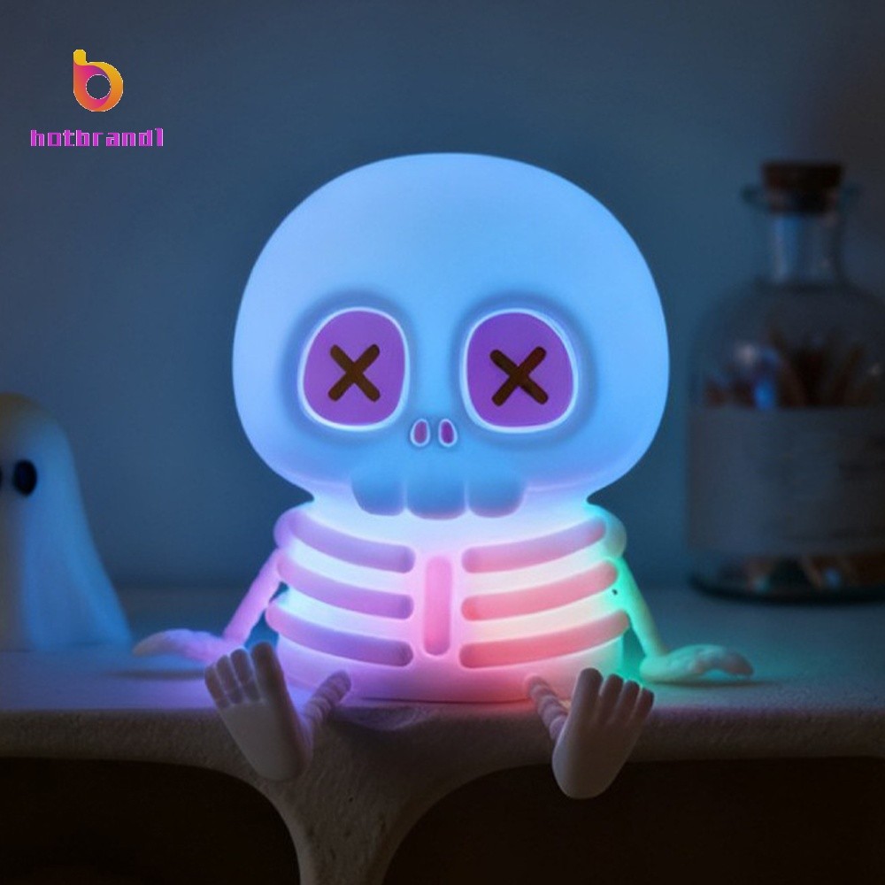 Caveira Touch Lamp RGB Halloween Night Light Mudança De Cor 1200mAh Decoração Recarregável