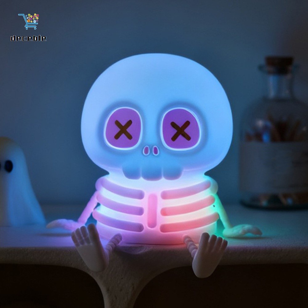 RGB Caveira Halloween Night Light Touch Control Mudança De Cor 1200mAh Bateria Lâmpada