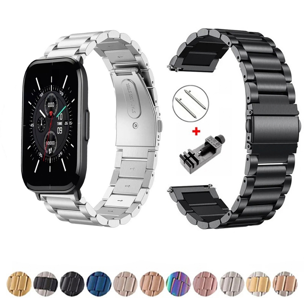 Pulseira de 20mm Metal Elos de aço inox para Smartwatch Mibro Color de Engate Rapido