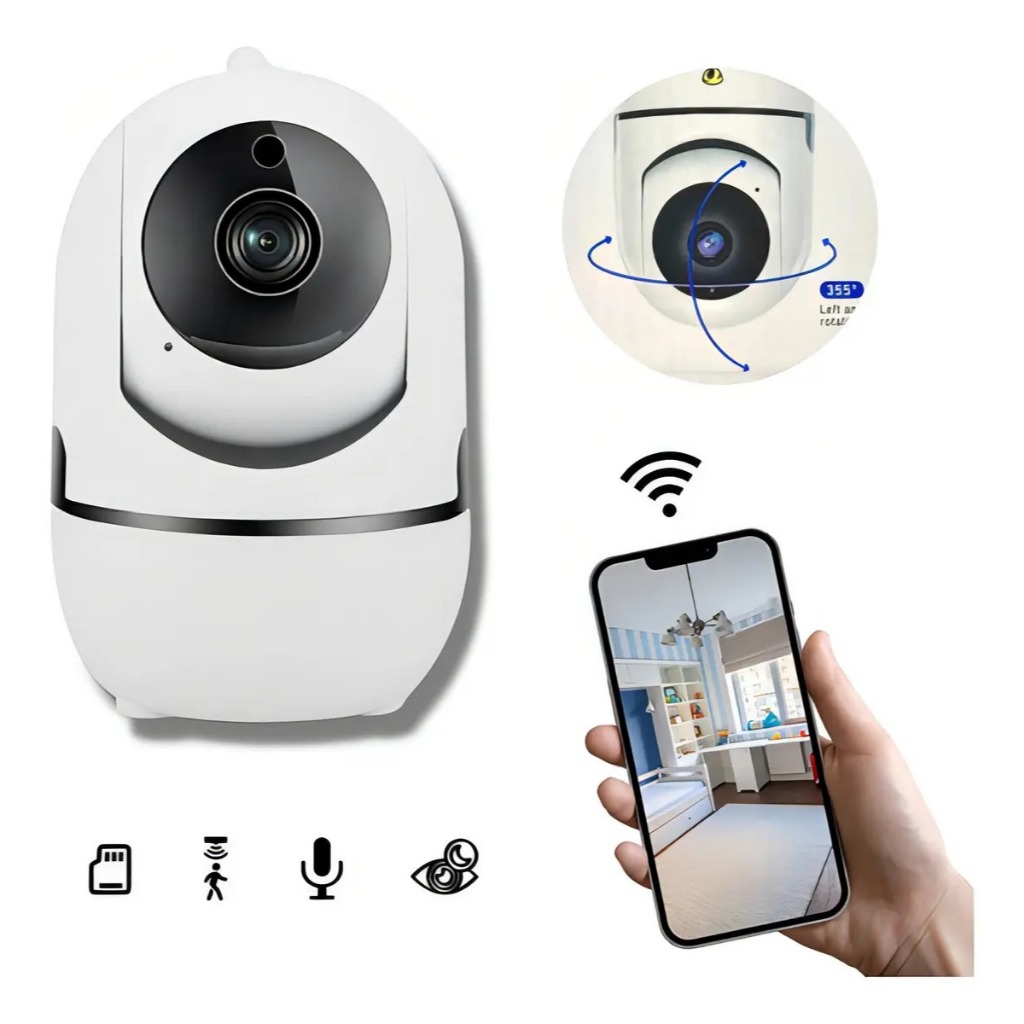 Camera Ip Wifi Rotativa Full Hd Color Smart Jt-8172 Ip44 Cor Branco