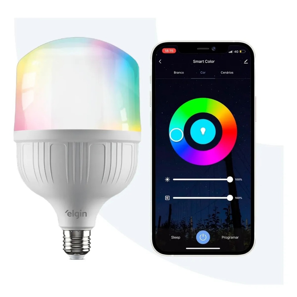 Lâmpada Smart Color Wi-fi Bulbo Led 30w Rgb Elgin