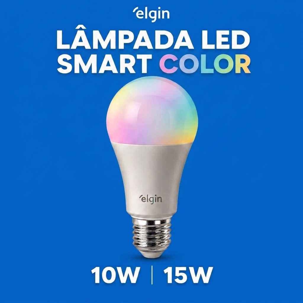 Lâmpada Led 10W 15W RGB Inteligente Wifi Smart Color - Elgin