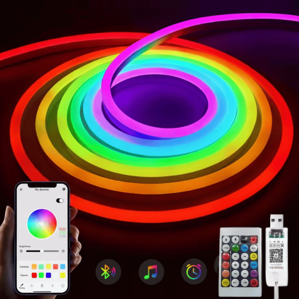 Mangueira LED Neon 5 Metros RGBIC Dream Color 3535 – 12V – Smart Bluetooth – IP65 – Flexível e Dimerizável