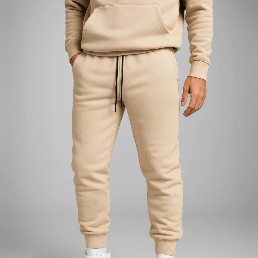Calça Moletom Com Punho Sport Chic Minimalista Slim Fit Com Bolsos E Cordão Amarravel