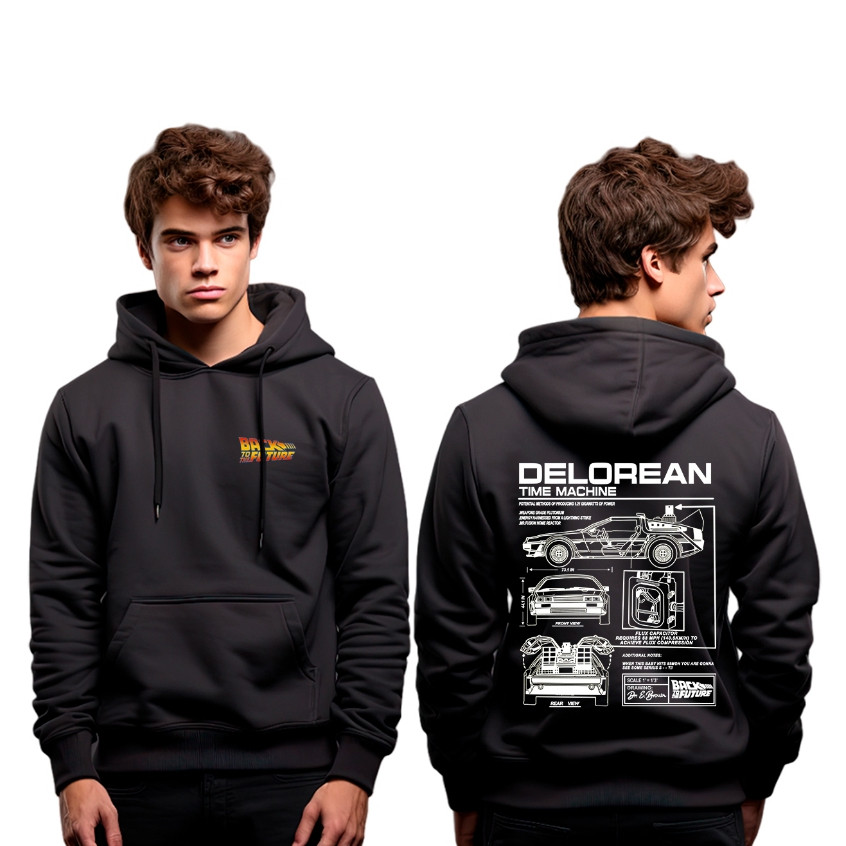 Moletom Canguru Unissex Delorean De Volta Pro Futuro Lançamento