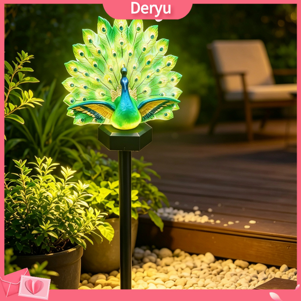 Artistic Garden Decor with Warm Glow Solar Powered Peacock Statues Light Waterproof Outdoor Led Sculpture for Yard for S