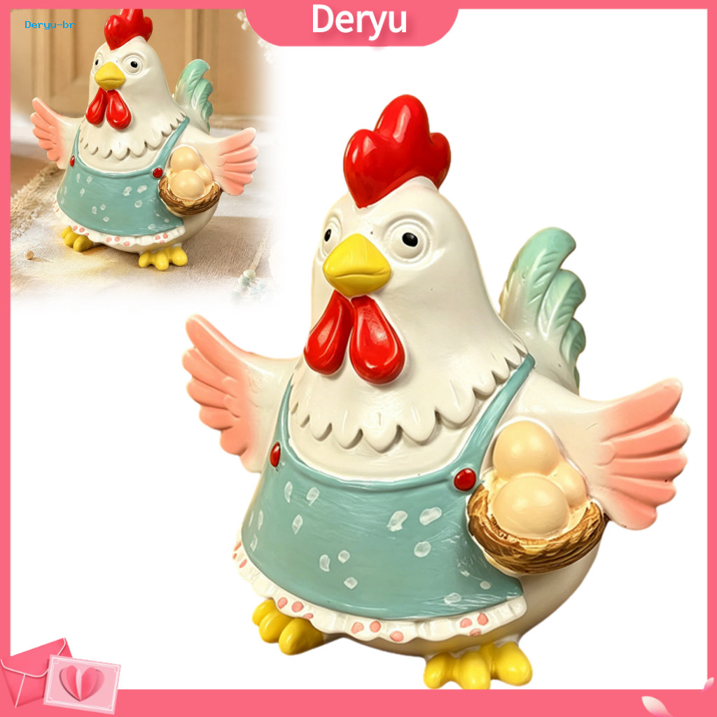 Handmade Farmhouse Kitchen Ornaments Resin Chicken Figurines for Home Decor Pastoral Hen Statue with Eggs Waterproof Fig