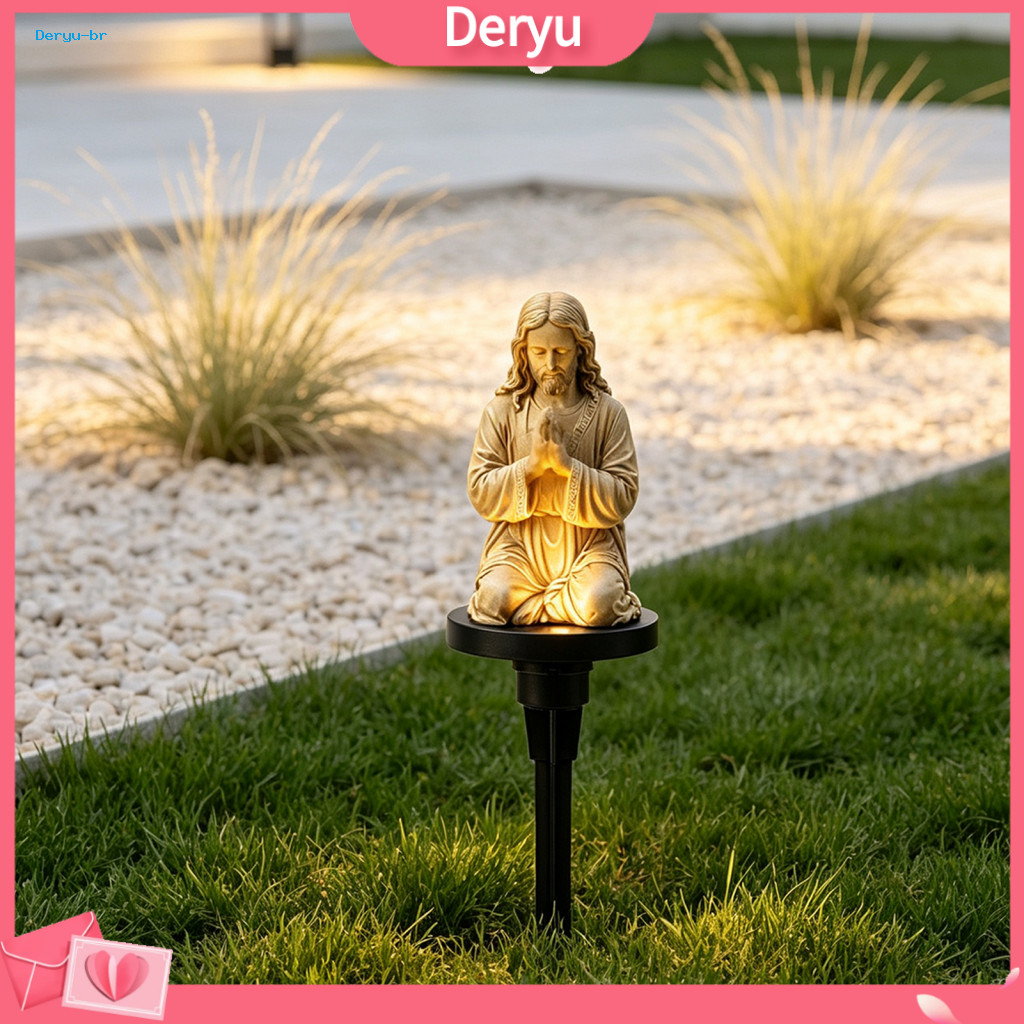 Weather Resistant Garden Art Solar Lights Stake Light Waterproof Resin Figure Sculpture Outdoor Patio Lawn Pathway Decor