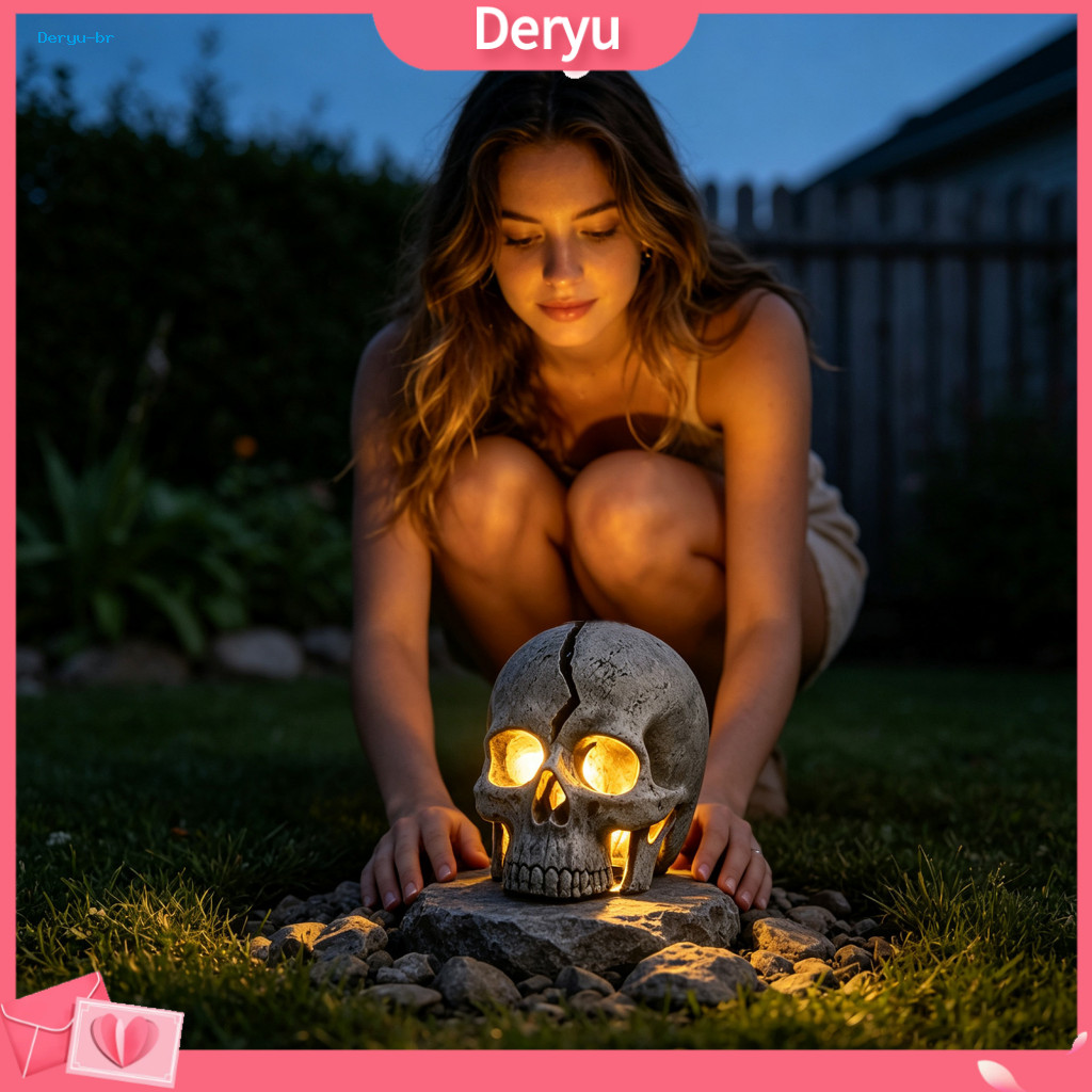 Halloween Solar Skull Lights Decorative Yard for Cracked Garden Light Waterproof Outdoor Decor Glowing Spooky Lawn for P