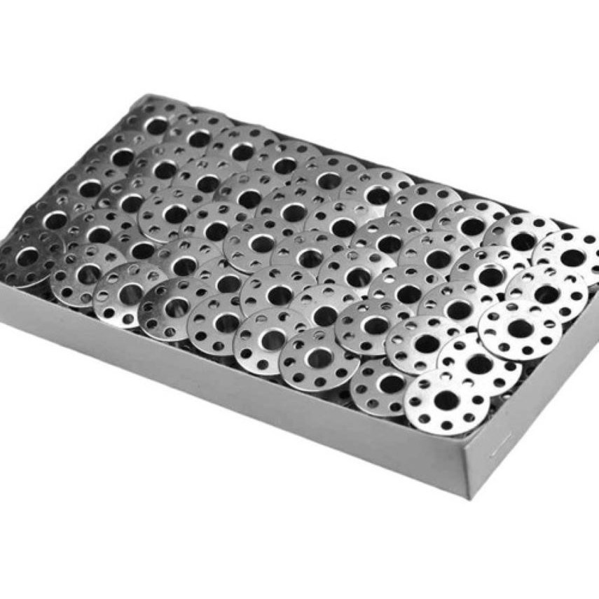 Kit Com 100 Bobinas Carretilha Canelinha Metal Furada Reta Industrial Lanmax 8,74mm x 20,82mm