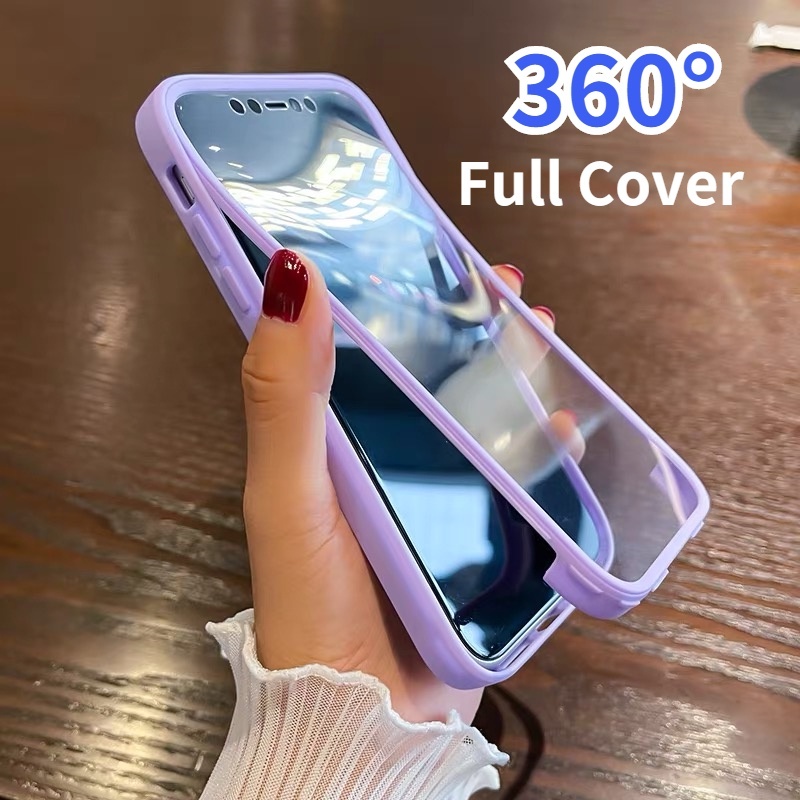 Capa De Celular Transparente Com Proteção De Câmera 360 3 EM 1 Para iP 13 12 11 Pro Max 6 6S 7 8 SE