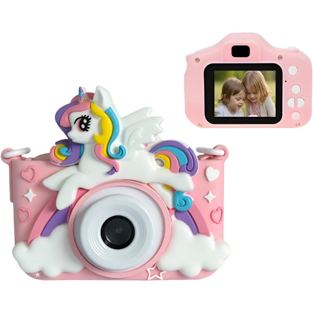 Câmera Digital Infantil Unicórnio 13MP Tela 4 Vídeo 1080p Recarregável Foto Menina Presente Zoom 4x